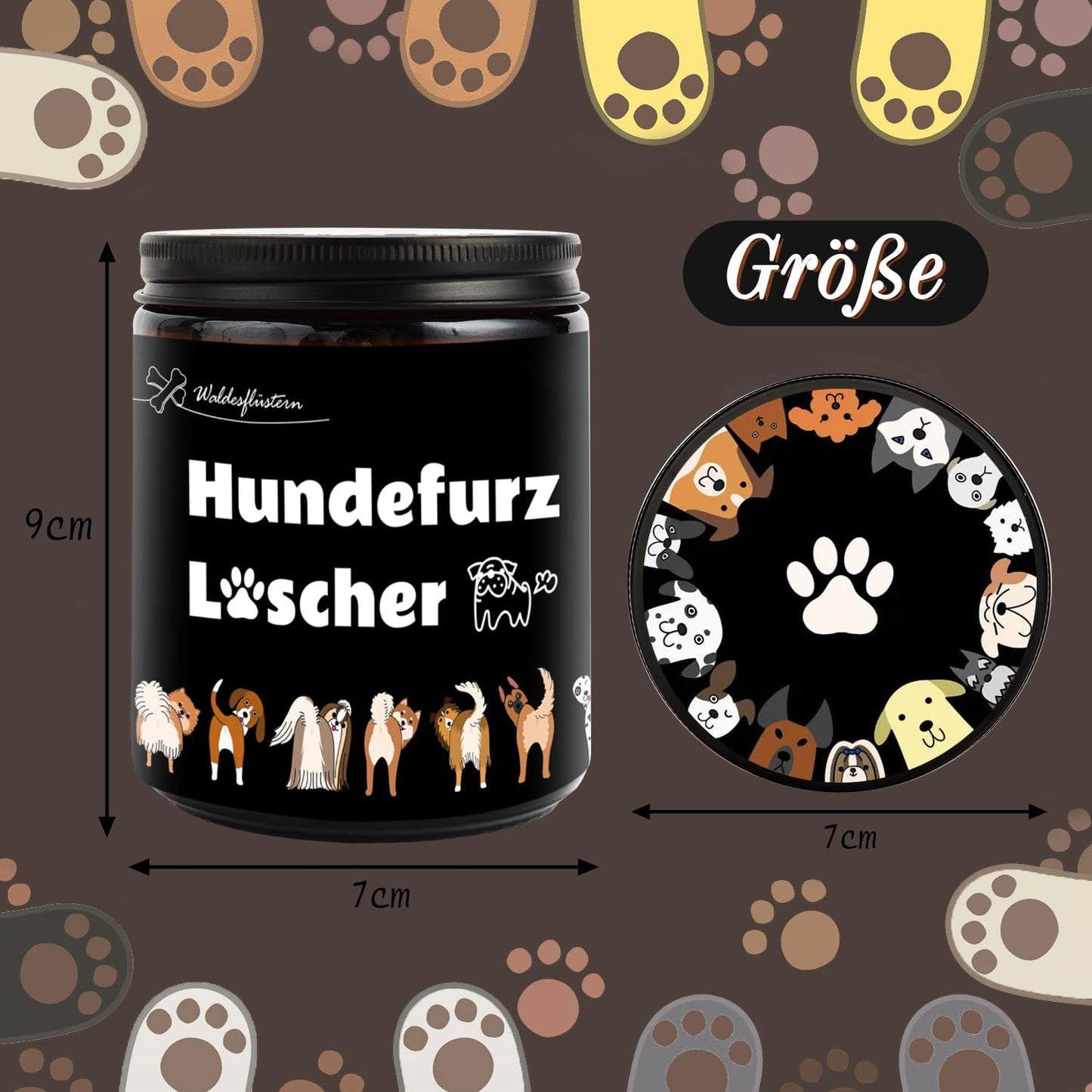 Geschenk für Hundebesitzer Frau, Lustige Duftkerzen im Glas, 200g Kerze Duft mit Spruch Hundefurz Löscher, Weihnachtsgeschenke Geburtstagsgeschenk für Tierliebhaber, Freunde, Familie, Kollegen [Energieklasse A]