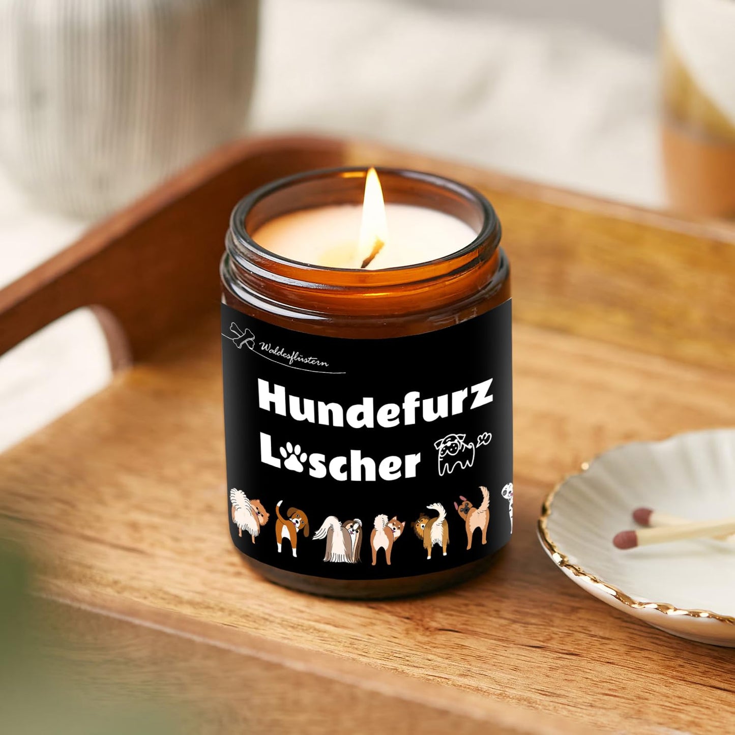 Geschenk für Hundebesitzer Frau, Lustige Duftkerzen im Glas, 200g Kerze Duft mit Spruch Hundefurz Löscher, Weihnachtsgeschenke Geburtstagsgeschenk für Tierliebhaber, Freunde, Familie, Kollegen [Energieklasse A]